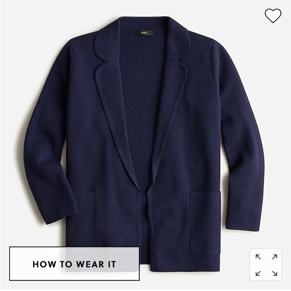 J Crew Eloise sweater blazer navy blue